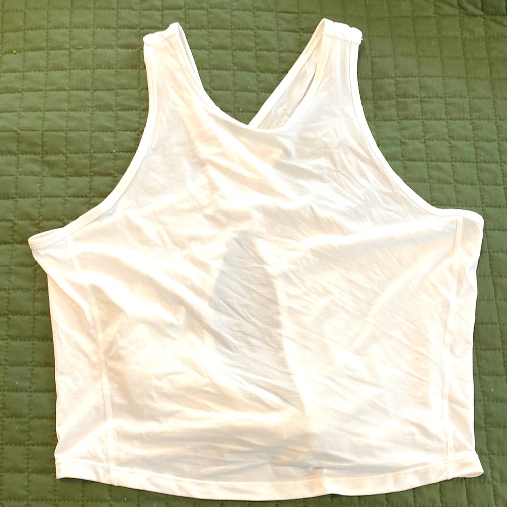 White Fabletics workout top